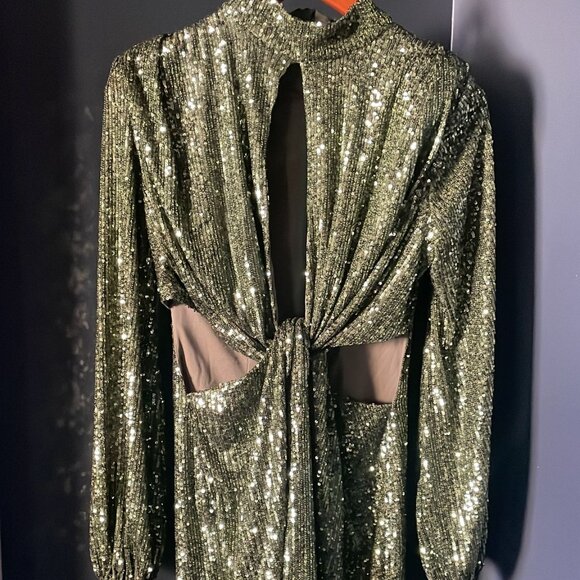 Holiday Dress! Olive Green Sparkle Queen - Picture 3 of 5